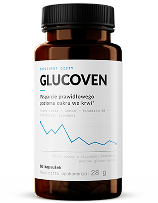 Kapsułki Glucoven - naturalny suplement diety wspomagający kontrolę poziomu cukru we krwi przy cukrzycy typu 2 i insulinooporności